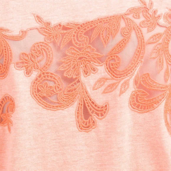 Miss Me Bright Orange Sheer Embroidered Top NWOT S - Picture 2 of 8